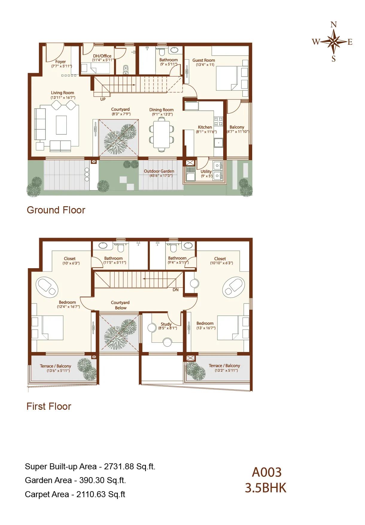 3 BHK Floor Plan