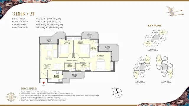 3 BHK Floor Plan 2